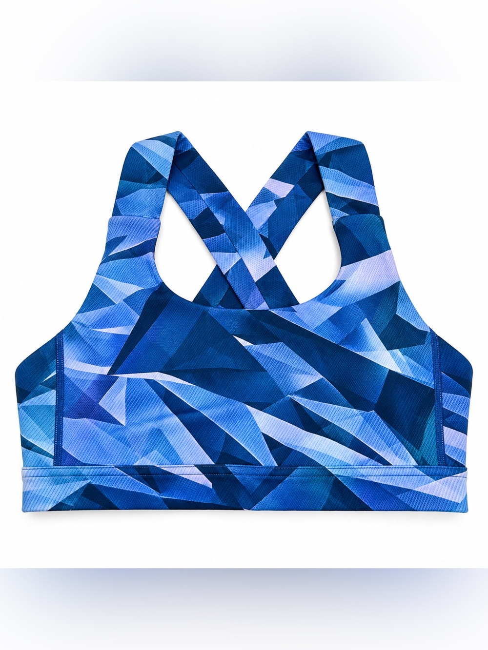 Lululemon All Sport Bra Women size 6 Blue Purple Geometric Cross Back Luxtreme